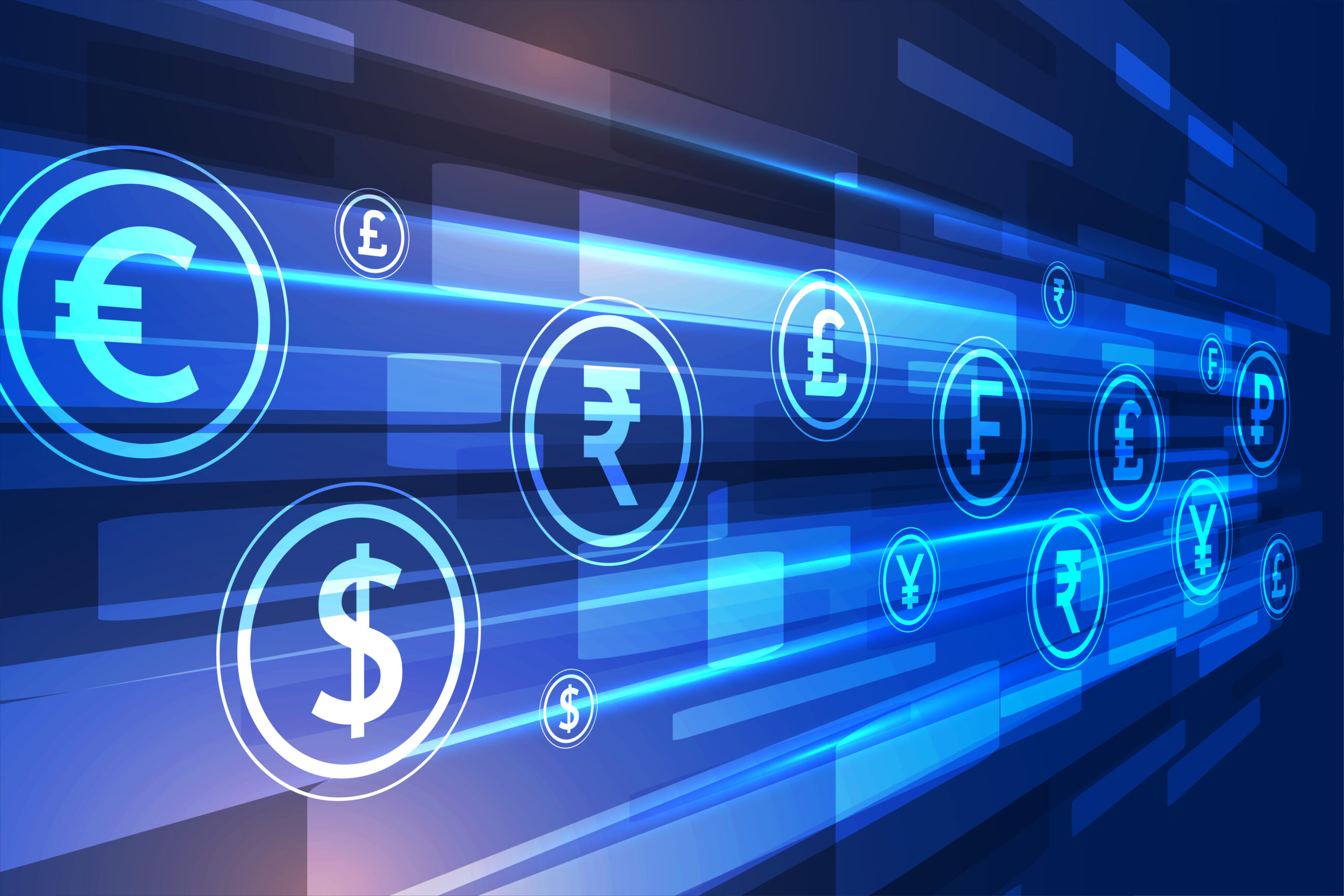 digital currency exchange techno concept background design vector