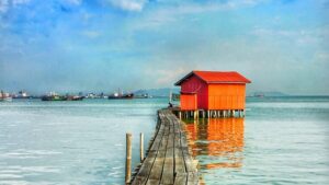 walkway, sea, water, nature, pump station, boards, penang, malaysia